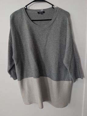 Kerisma Gray Cream Color Block Oversized Sweater